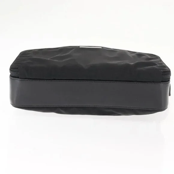 GUCCI Shoulder Bag Nylon Leather Black Auth